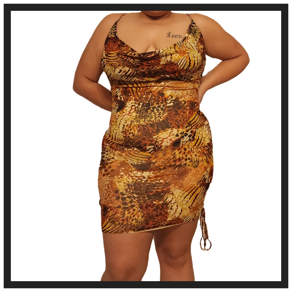 Cowl Neck Spaghetti Strap Bodycon Mini Dress